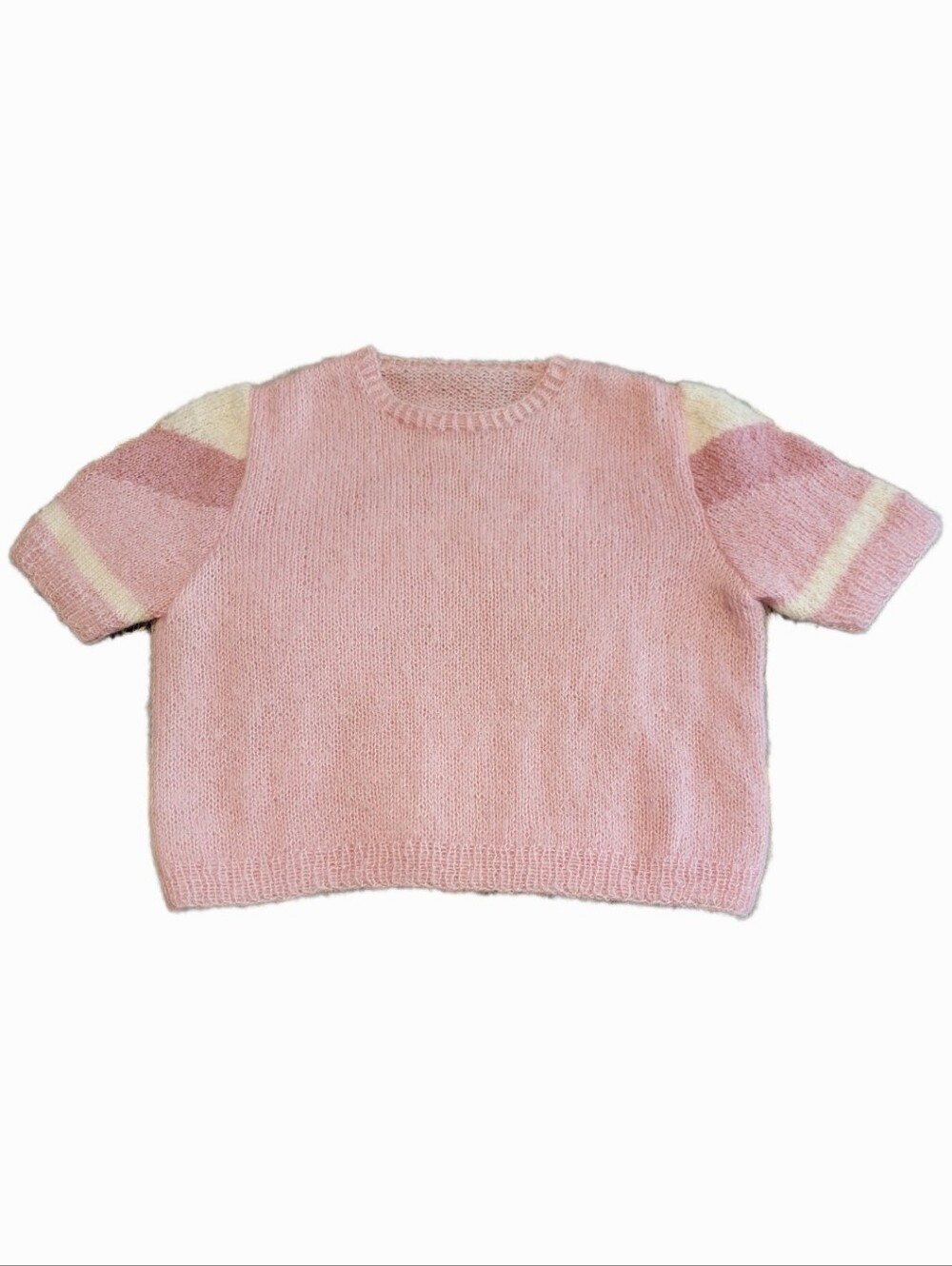 Hand Knit Cropped Sweater Pink Sz Med